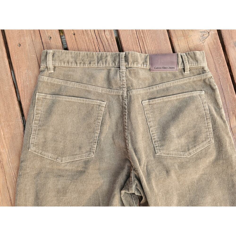Calvin Klein Corduroy Jean’s Men’s 34 Brown Straight Leg Flat Front Pants - Picture 10 of 11